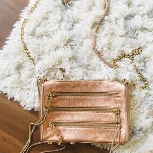 Rebecca Minkoff Moto 3 zip dusty rose gold purse